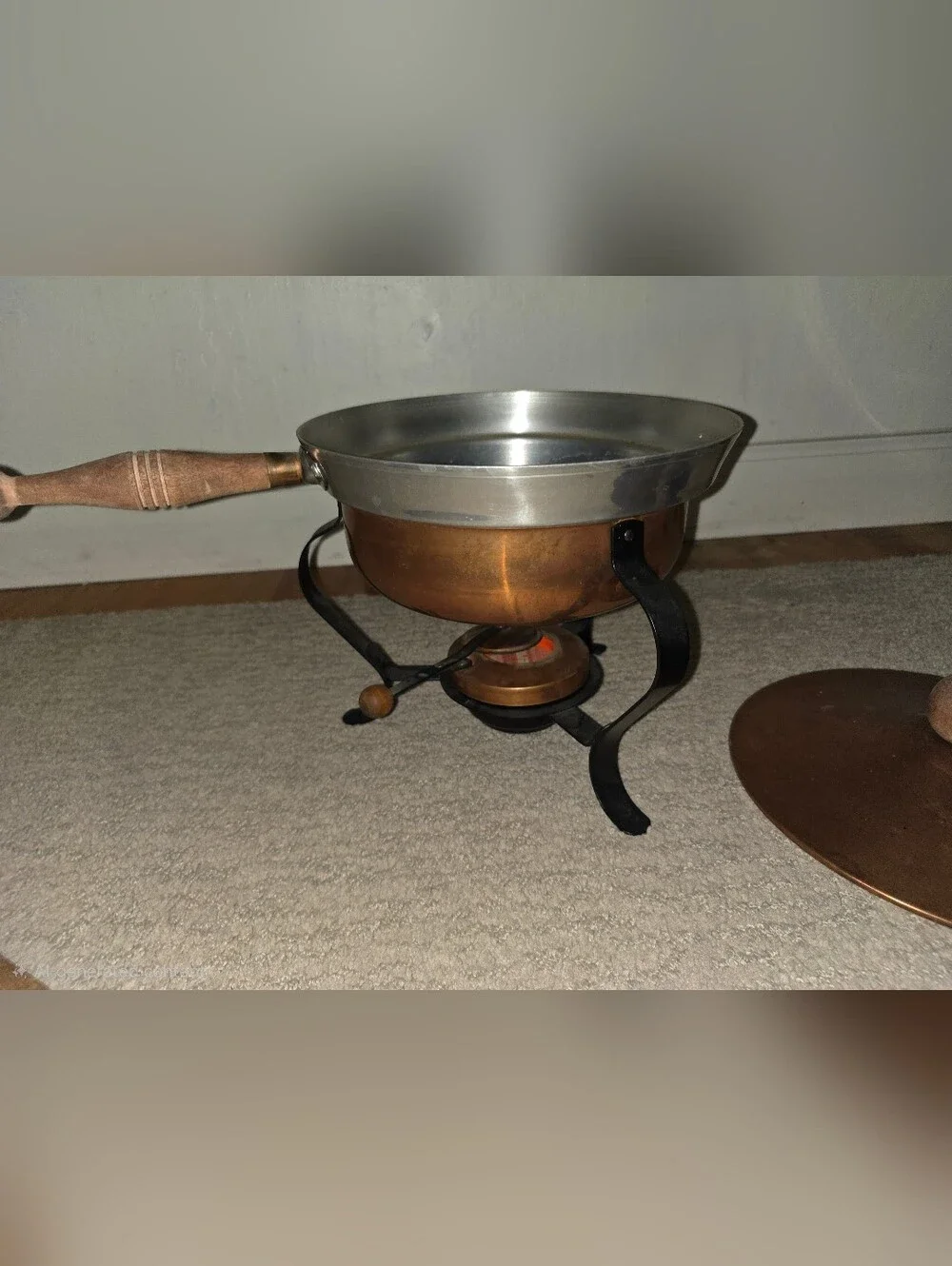 Vintage 1970s Copper Fondue Pot Set